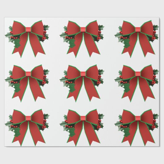 Papier Cadeau Bow rouge et vert avec papier blanc creux (Plat)