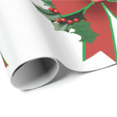 Papier Cadeau Bow rouge et vert avec papier blanc creux (Coin rond)