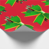 Papier Cadeau Bow vert avec papier à enveloppement rouge creux (Coin)