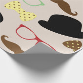 Papier Cadeau Bowler Casquette Pipes Verres Moustaches Pour Lui (Coin)