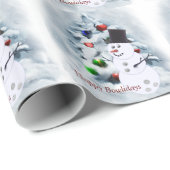 Papier Cadeau Bowling Ball Snowman Noël (Coin rond)