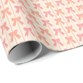 Papier Cadeau Bows et rubans rose pastel (Coin rond)