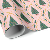 Papier Cadeau Bows on Christmas Tree Whimsy Wonderland Wrapping  (Coin rond)