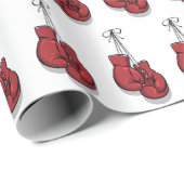 Papier Cadeau Boxe Anniversaire Fête Gants rouges (Coin rond)