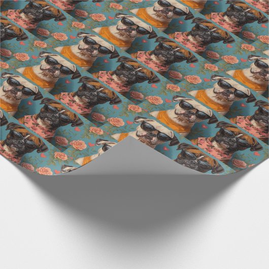 Papier Cadeau Boxer avec coeur Roses Saint-Valentin (Coin)