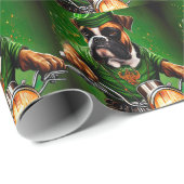 Papier Cadeau Boxer Chien Conduite Vélo St. Patrick's Day (Coin rond)