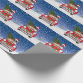 Papier Cadeau Boxer Chien Conduite Voiture En Noël De Neige (Coin)
