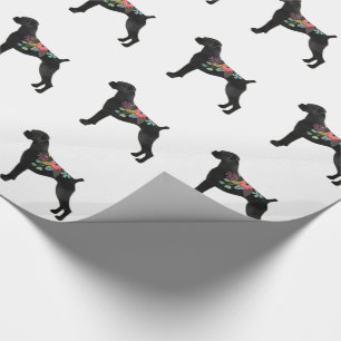 Papier Cadeau Boxer Chien race Boho naturel Floral Silhouette