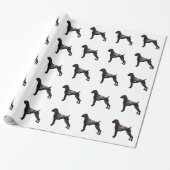 Papier Cadeau Boxer Chien race Boho naturel Floral Silhouette (Déroulé)