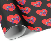 Papier Cadeau Boxer Chien Silhouette Saint Valentin Cadeau noir (Coin rond)