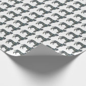 Papier Cadeau Boxer Chien Silhouette Y&B Grille Blanc (Coin)