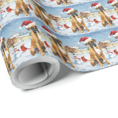 Papier Cadeau Boxer Chien Winter Wonderland Noël Joie (Coin rond)