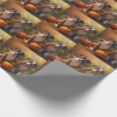Papier Cadeau Boxer Chiot Automne Citrouille de plaisir (Coin)