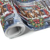 Papier Cadeau Boxer Christmas Red Truck Holiday (Coin rond)