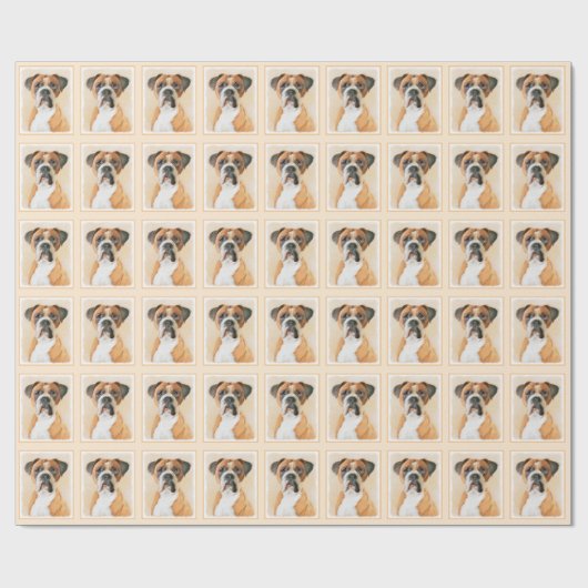 Papier Cadeau Boxer Dog Peinture Non Décroché Art animal origina (Plat)