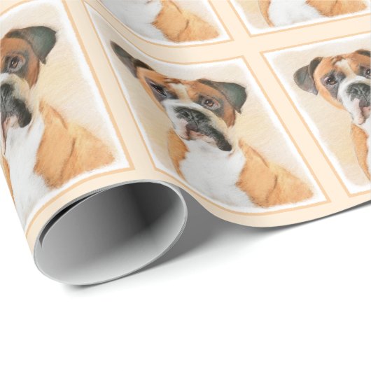 Papier Cadeau Boxer Dog Peinture Non Décroché Art animal origina (Coin rond)