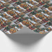 Papier Cadeau Boxer Dogs Christmas Snow Holiday (Coin)