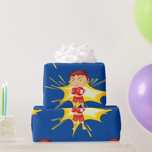 Papier Cadeau Boxer pour enfants en gants et shorts rouges