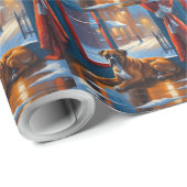 Papier Cadeau Boxer with Christmas Lights Holiday (Coin rond)