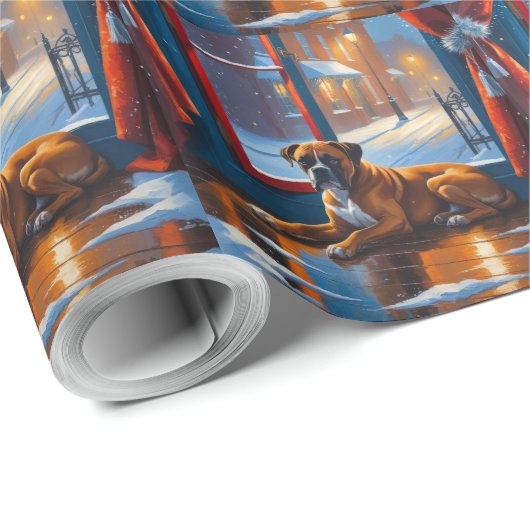 Papier Cadeau Boxer with Christmas Lights Holiday (Coin rond)