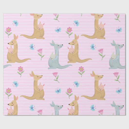 Papier Cadeau Boy and Girl Kangaroo Baby (Plat)