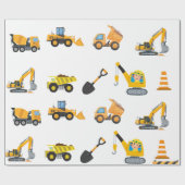 Papier Cadeau Boys Construction Birthday Party Theme (Plat)
