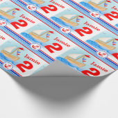 Papier Cadeau Boys nom peint voilier bateau 2e anniversaire enve (Coin)