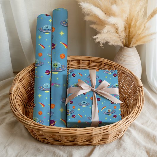 Papier Cadeau Boys Space Alien Out Of This World Birthday