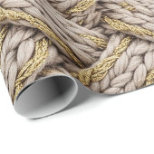Papier Cadeau Braided Thread Knit Texture – Warm Beige (3) (Coin rond)