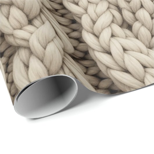 Papier Cadeau Braided Thread Knit Texture – Warm Beige (4) (Coin rond)
