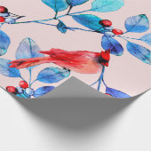 Papier Cadeau Branche avec baies et oiseaux aquarelle illustrée (Coin)