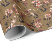 Papier Cadeau Branche de fleurs roses, composition abstraite. (Coin rond)