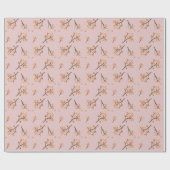 Papier Cadeau Branche de l'automne rose vif Feuilles automne (Plat)