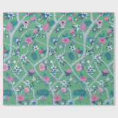 Papier Cadeau Branche de poney sur vert (Plat)