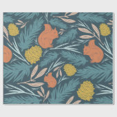 Papier Cadeau Branche de sapin de cône de pin d'écureuil de (Plat)