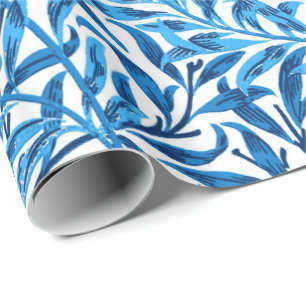 Papier Cadeau Branche de saule de William Morris, bleu de cobalt