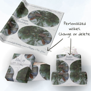 Papier Cadeau Branche d'épinette de Noël de style vintage