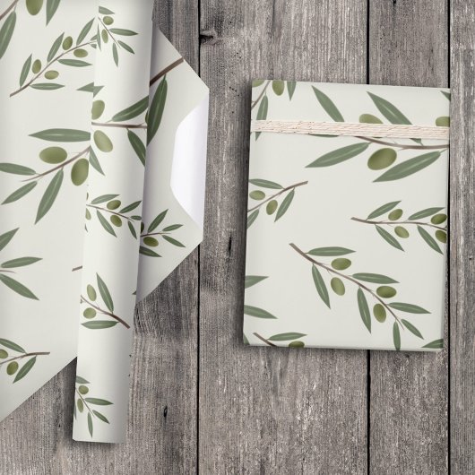 Papier Cadeau Branche d'olive aquarelle