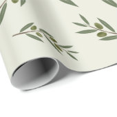 Papier Cadeau Branche d'olive aquarelle (Coin rond)