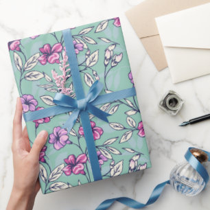 Papier Cadeau Branches artistiques abstraites florissantes avec 