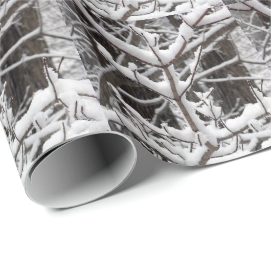 Papier Cadeau Branches couvertes de neige (Coin rond)