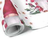 Papier Cadeau Branches d'arbre de pin de Gnome Étoiles Joyeux No (Coin rond)