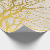 Papier Cadeau Branches d'arbre dorées sur fond beige (Coin)