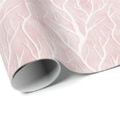 Papier Cadeau Branches d'arbre rose et crème (Coin rond)