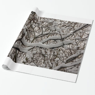 Papier Cadeau Branches d'arbres couvertes de neige