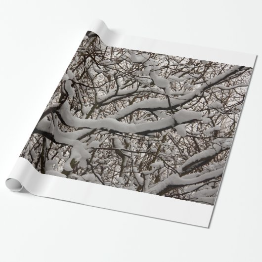 Papier Cadeau Branches d'arbres couvertes de neige (Déroulé)