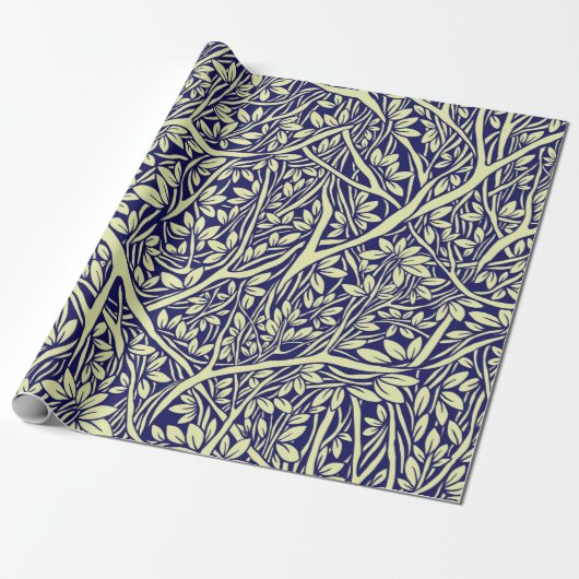 Papier Cadeau Branches d'arbres entrelacées - mer vintage (Déroulé)