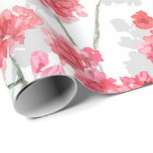 Papier Cadeau Branches de fleurs de cerisiers sur le fond blanc (Coin rond)