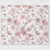 Papier Cadeau Branches de fleurs roses romantiques et floraison (Plat)