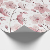 Papier Cadeau Branches de fleurs roses romantiques et floraison (Coin)